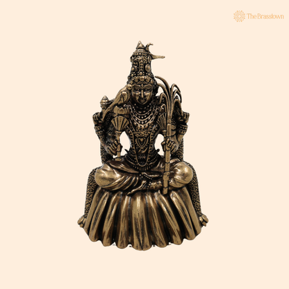 Brass Sitting Kamakshi Idol 4 Inch front view – pure brass handcrafted India