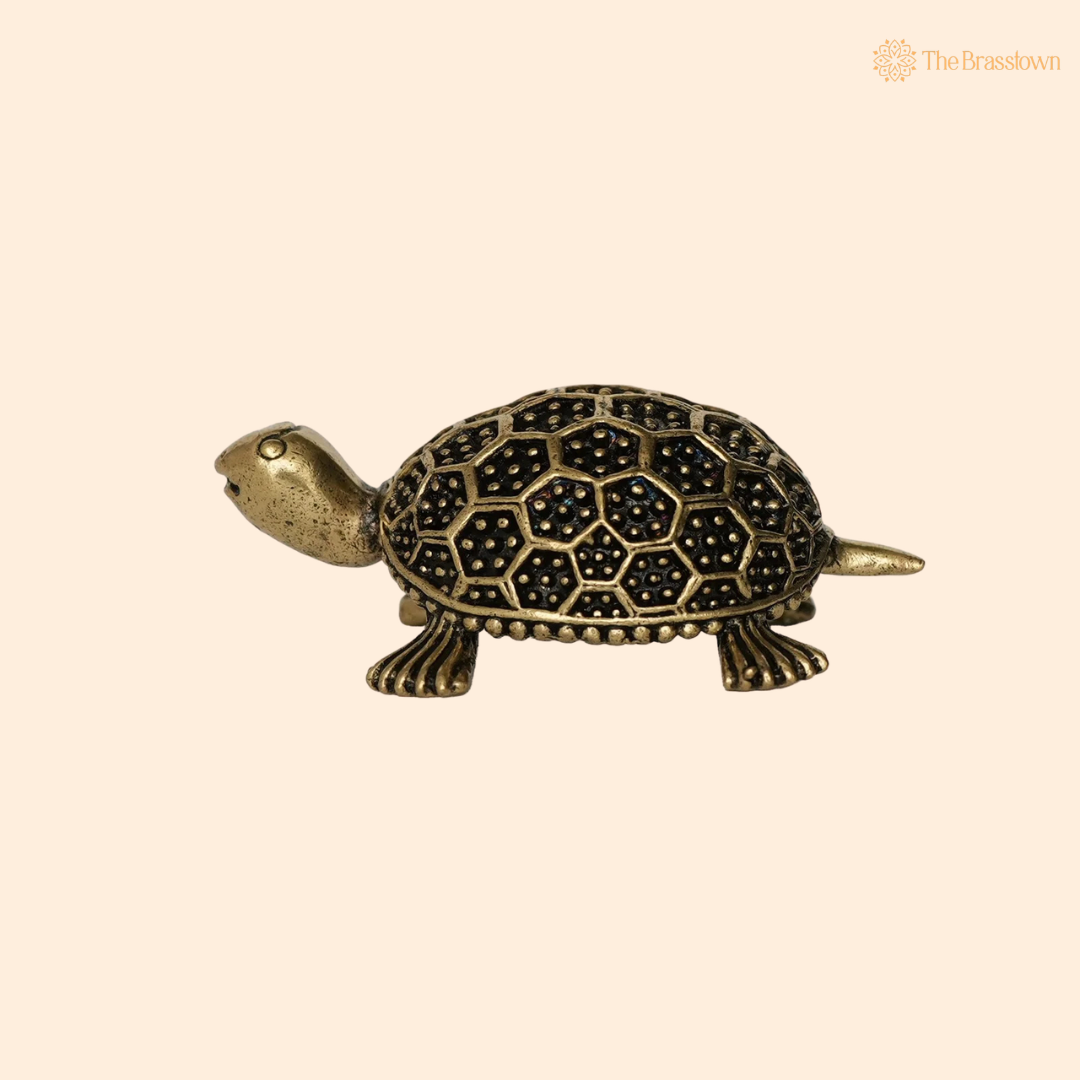 Brass Tortoise Idol 1 Inch front view – pure brass handcrafted India