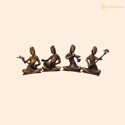 Handcrafted Brass Musician Sculpture Set of 4 – Brass Musical Figurines Orchestra Sculpture for Home Décor &amp; Luxury Gifting 6.5 Inch