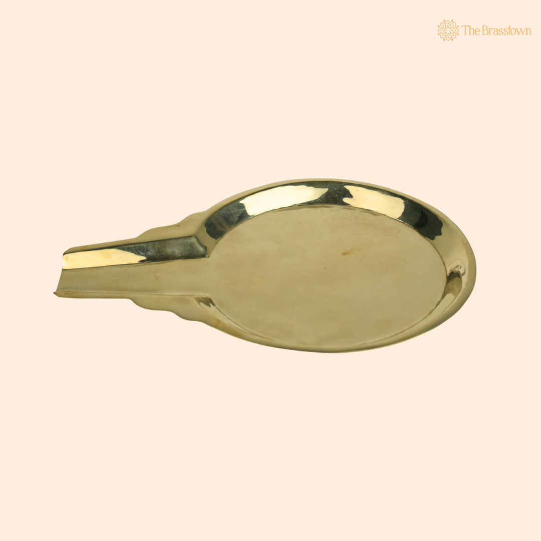 Brass Abhishek Patra with Somasutra Tray – Traditional Abhishekam Plate, Tirumanjanam Stand &amp; Temple Pooja Vessel for Shivling and Deity Worship 8 Inch
