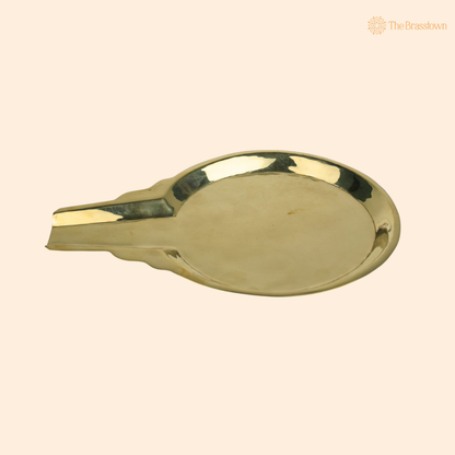 Brass Abhishek Patra with Somasutra Tray – Traditional Abhishekam Plate, Tirumanjanam Stand &amp; Temple Pooja Vessel for Shivling and Deity Worship 8 Inch