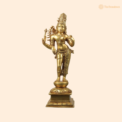 Brass Ardhanarishwar Idol – Shiva Shakti Ardhanarishvara Murti, Handcrafted Peetal Divine Statue for Pooja, Home Mandir &amp; Spiritual Décor 21 Inch
