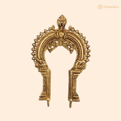 Antique Brass Arch with Intricate Peacock Design 7.5 Inch