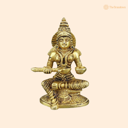 Brass Annapurna Devi Idol 5 Inch front view – pure brass handcrafted India