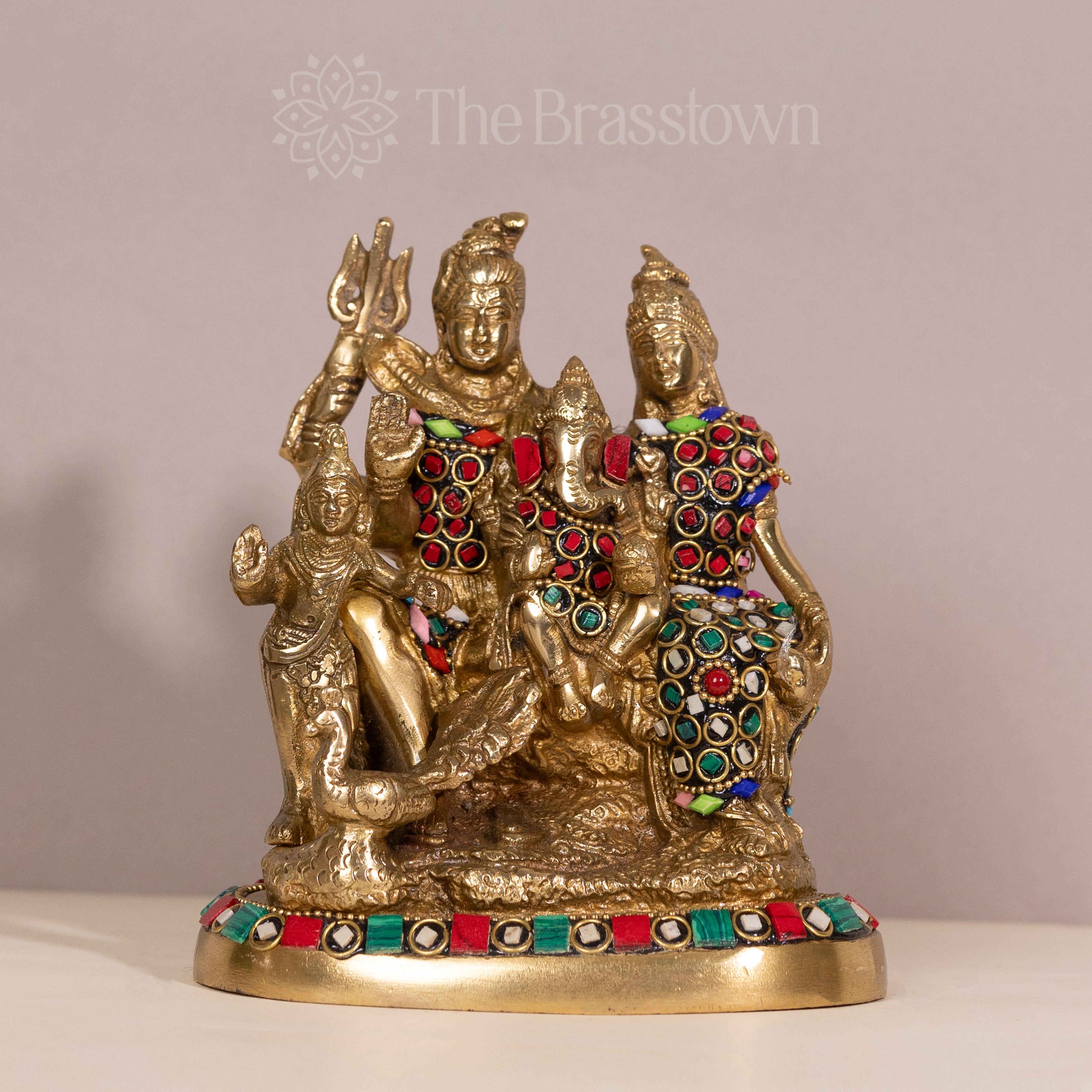 Shiva Parivar Murti Brass with Stonework