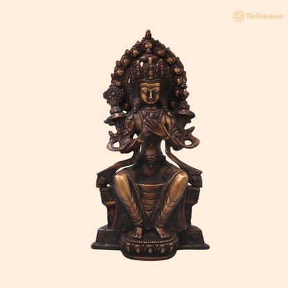 Brass Maitreya Buddha Idol – Handcrafted Buddha Ajita Bodhisattva Murti for Pooja, Home Décor &amp; Spiritual Gifting 10 Inch