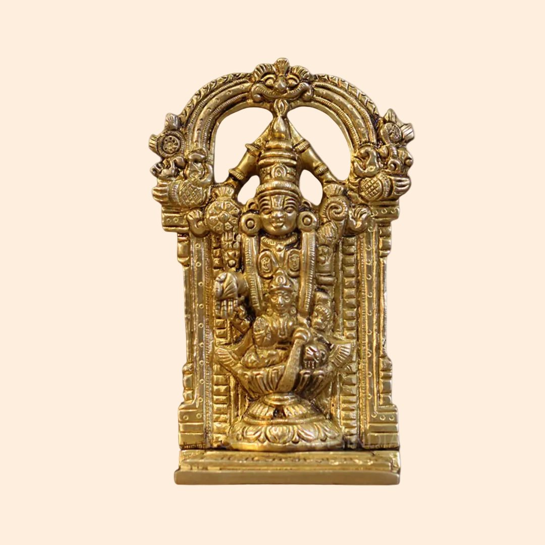 Handcrafted Brass Tirupati Balaji Idol 6.5 Inch front view – pure brass handcrafted India