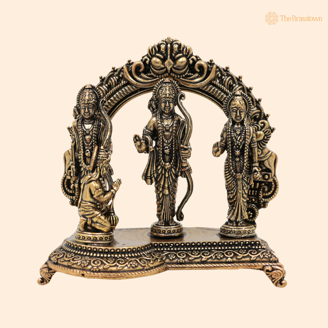 Brass Ram Darbar Idol 3 Inch front view – pure brass handcrafted India