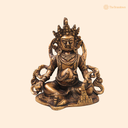 Handcrafted Brass Kubera Idol – Handcrafted Vaishravana Wealth Murti for Vastu, Pooja, Home Mandir, Décor &amp; Spiritual Gifting 6.5 Inch