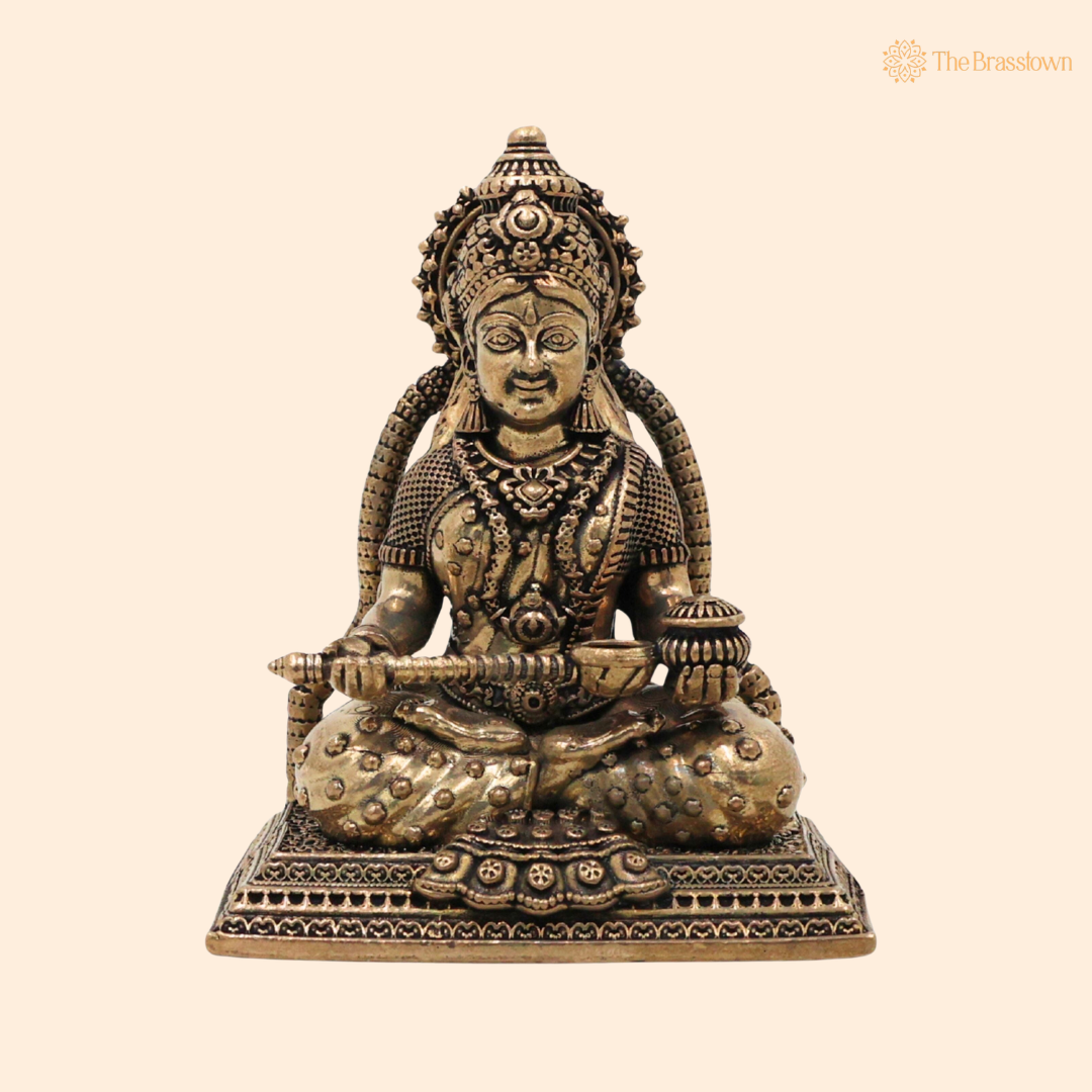 Handcrafted Brass Annapurneshwari Idol 2.5 Inch front view – pure brass handcrafted India