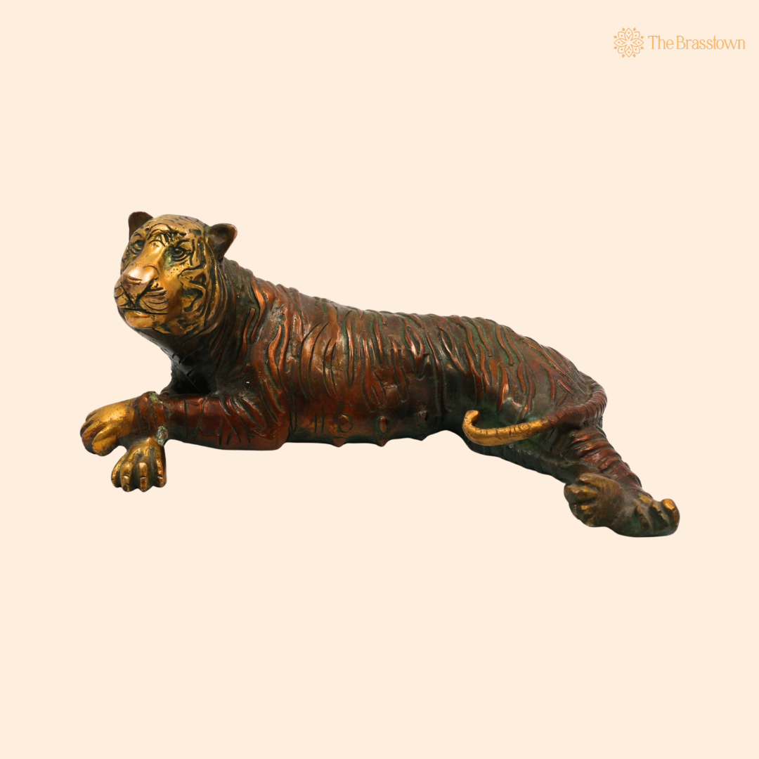 Brass Royal Tigress Idol 4 Inch front view – pure brass handcrafted India