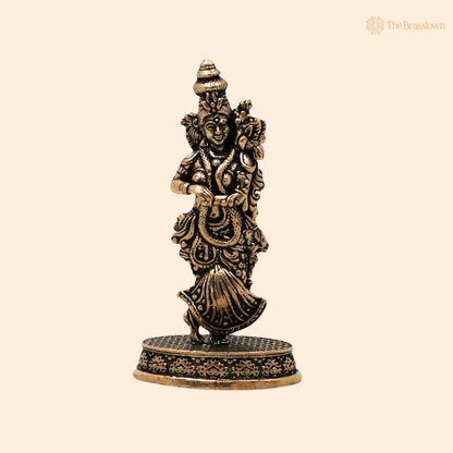 Brass Radha Idol 3 Inch front view – pure brass handcrafted India