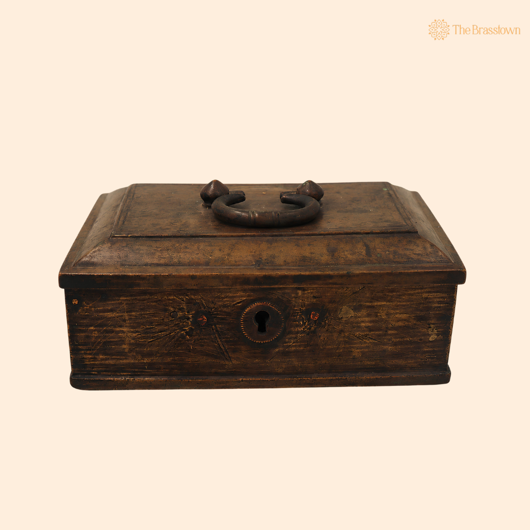 Brass Vintage Box – Traditional Heritage Treasure Chest for Pooja, Home Décor, Storage &amp; Collectible Gifting 3 Inch