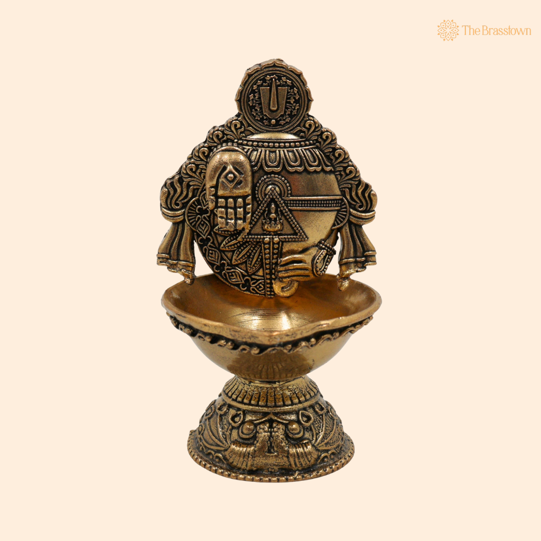 Brass Balaji Deepam 4 Inch front view – pure brass handcrafted India