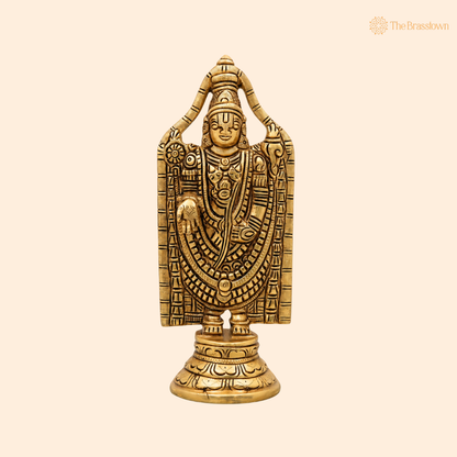 Brass Venkateswara Balaji Srinivasa Idol – Tirupati Balaji Statue for Puja &amp; Home Mandir 8.5 Inch