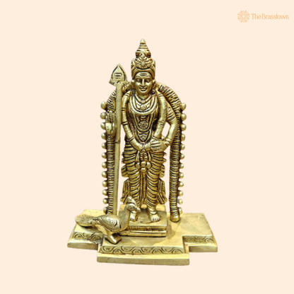 Brass Small Murugan Swamy Kartikeya 7.5 Inch front view – pure brass handcrafted India