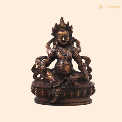 Unique Handcrafted Brass Kubera Idol – Handcrafted Vaishravana Wealth Murti for Vastu, Pooja, Home Mandir, Décor &amp; Spiritual Gifting 9 Inch