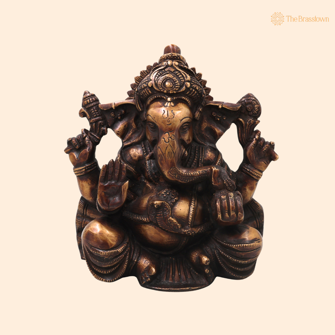 Handcrafted Brass Ganesha Ganapati Vinayaka Idol – Chola Style Ganapati Vinayaka Murti for Pooja, Home Mandir, Décor &amp; Gifting 10 Inch