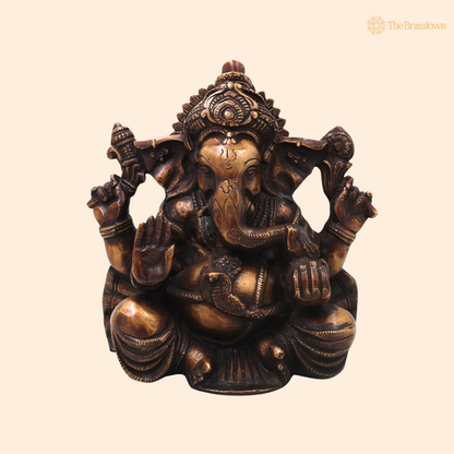 Handcrafted Brass Ganesha Ganapati Vinayaka Idol – Chola Style Ganapati Vinayaka Murti for Pooja, Home Mandir, Décor &amp; Gifting 10 Inch