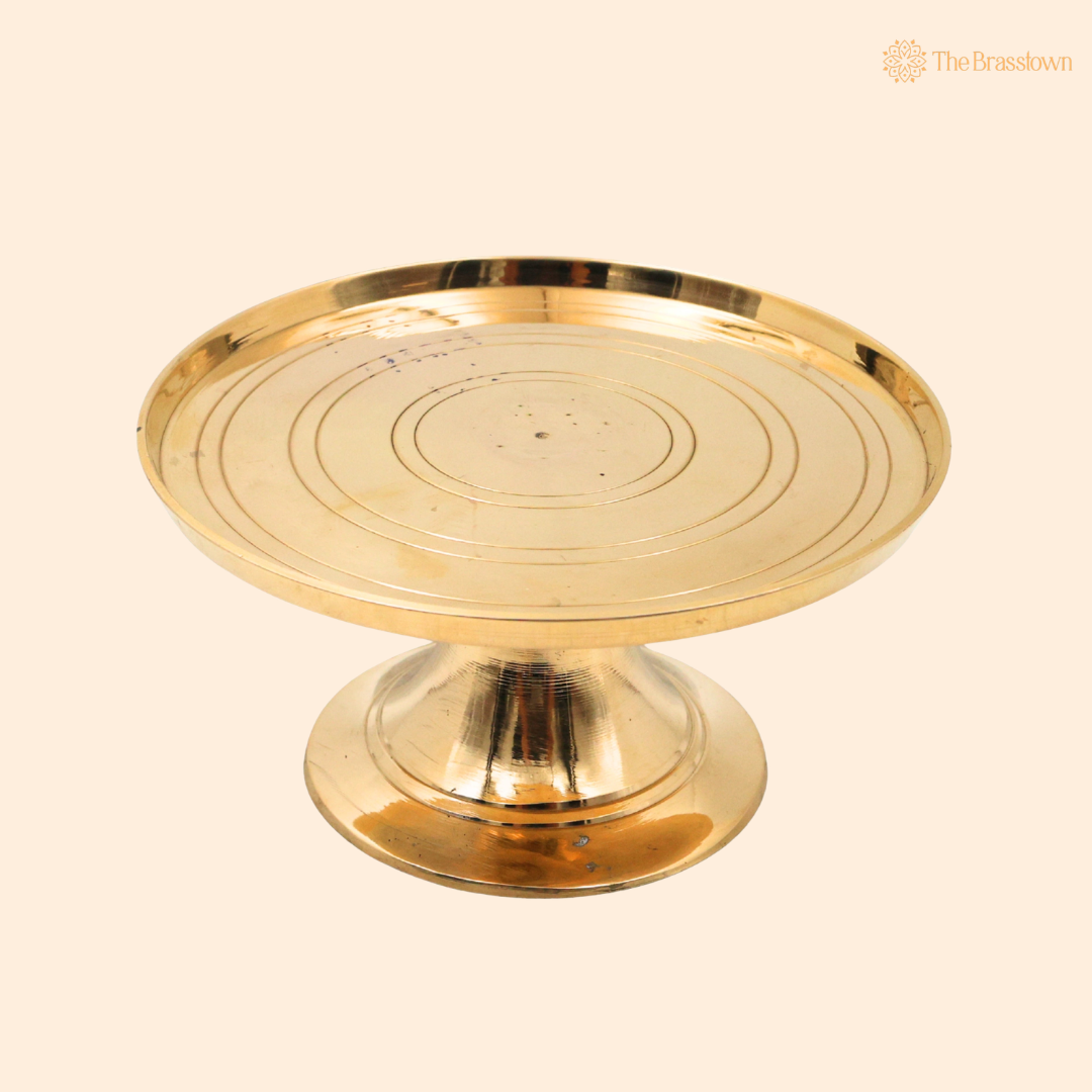 Brass Round Pooja Chowki 3 Inch closeup – intricate craftsmanship