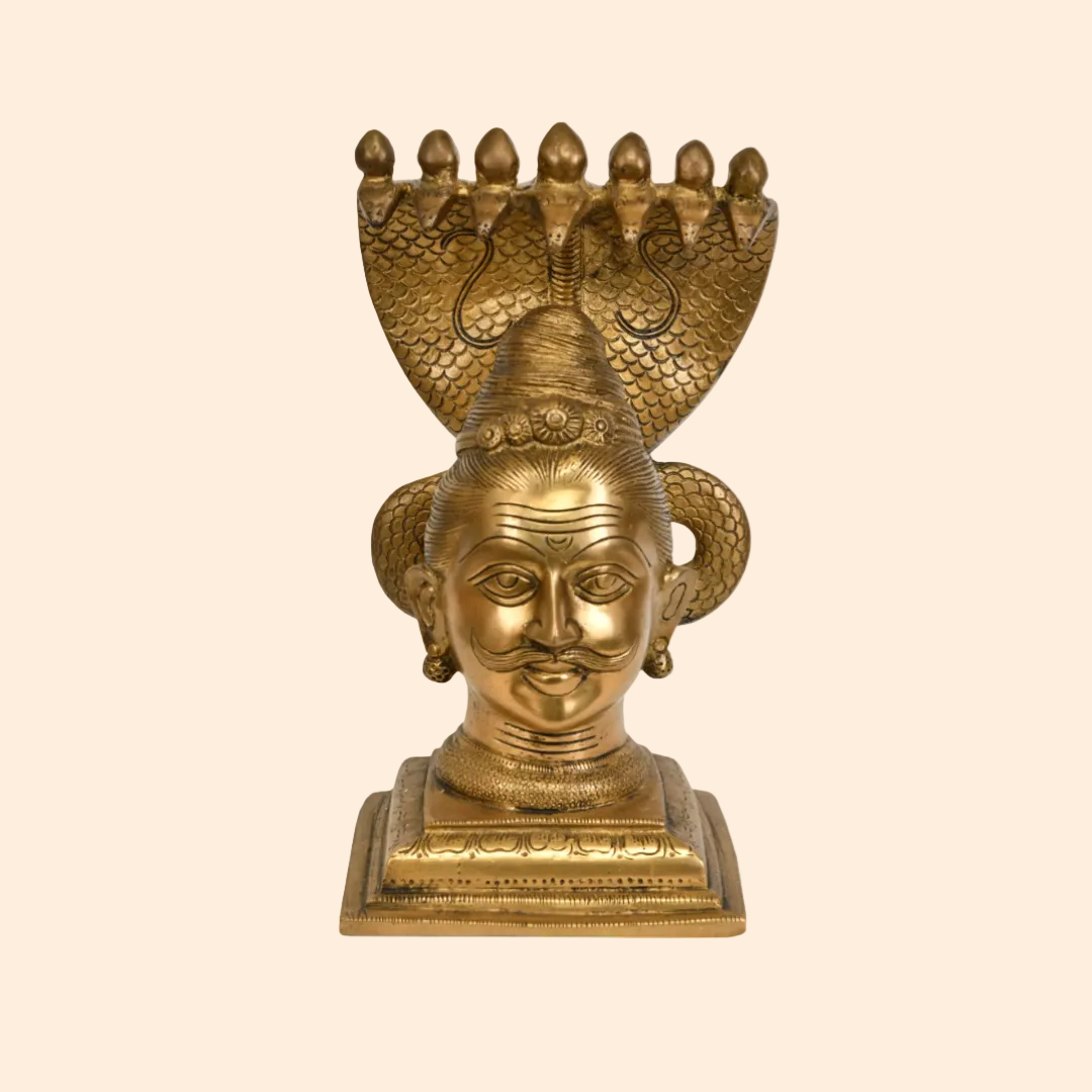 Handcrafted Brass Shiva Mukhlingam 9.5 Inch front view – pure brass handcrafted India