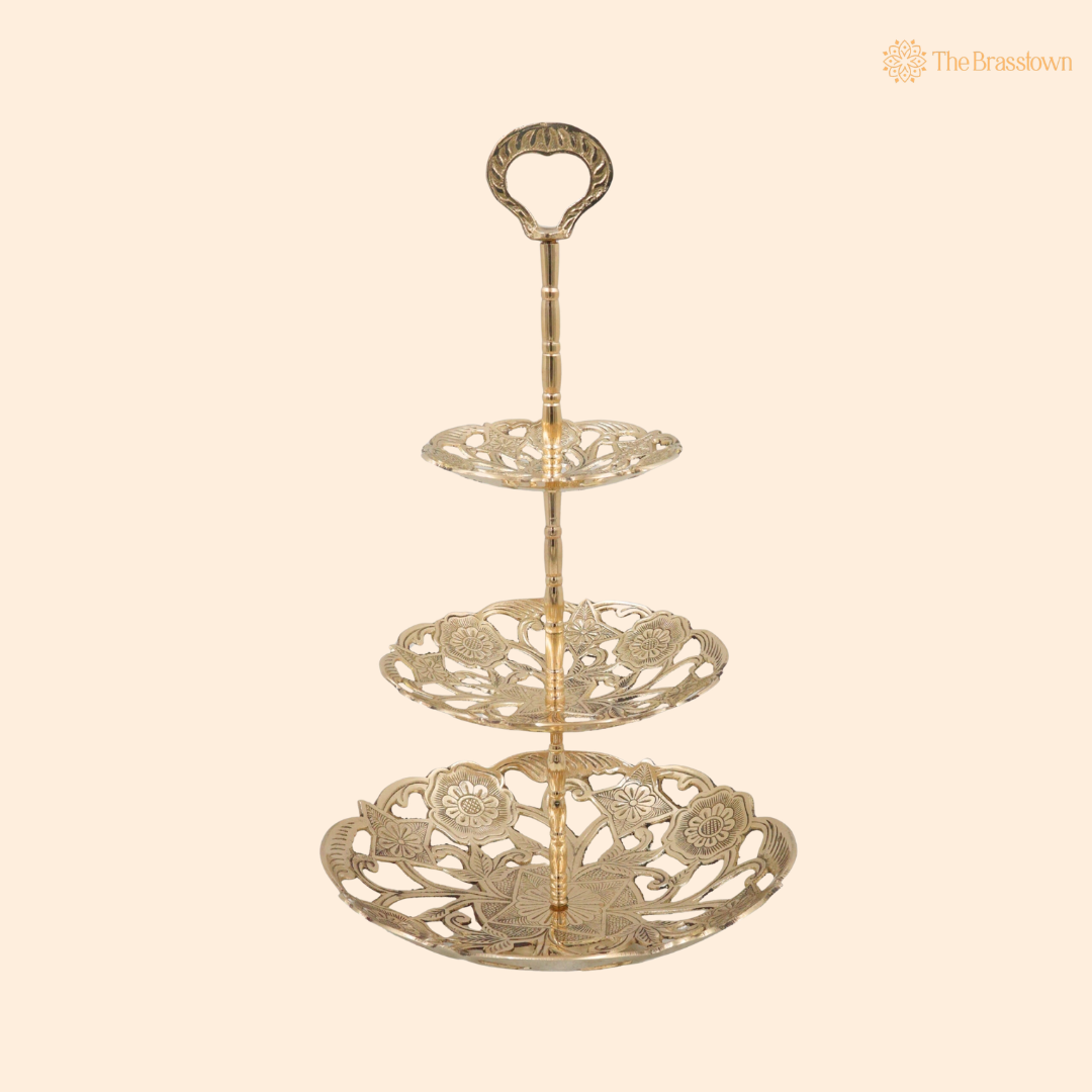 Handcrafted Brass Dry Fruit Stand – Decorative Peetal Dry Fruit Box &amp; Serving Tray for Home Décor, Festive Serving &amp; Gifting  Product Description 15.5 Inch
