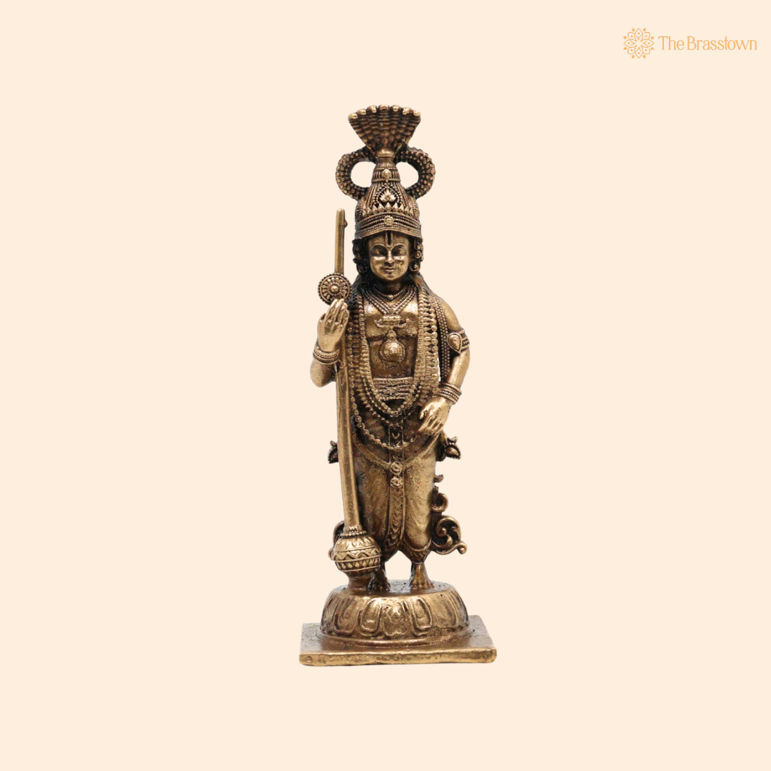 Brass Udupi Krishna Idol 4 Inch front view – pure brass handcrafted India