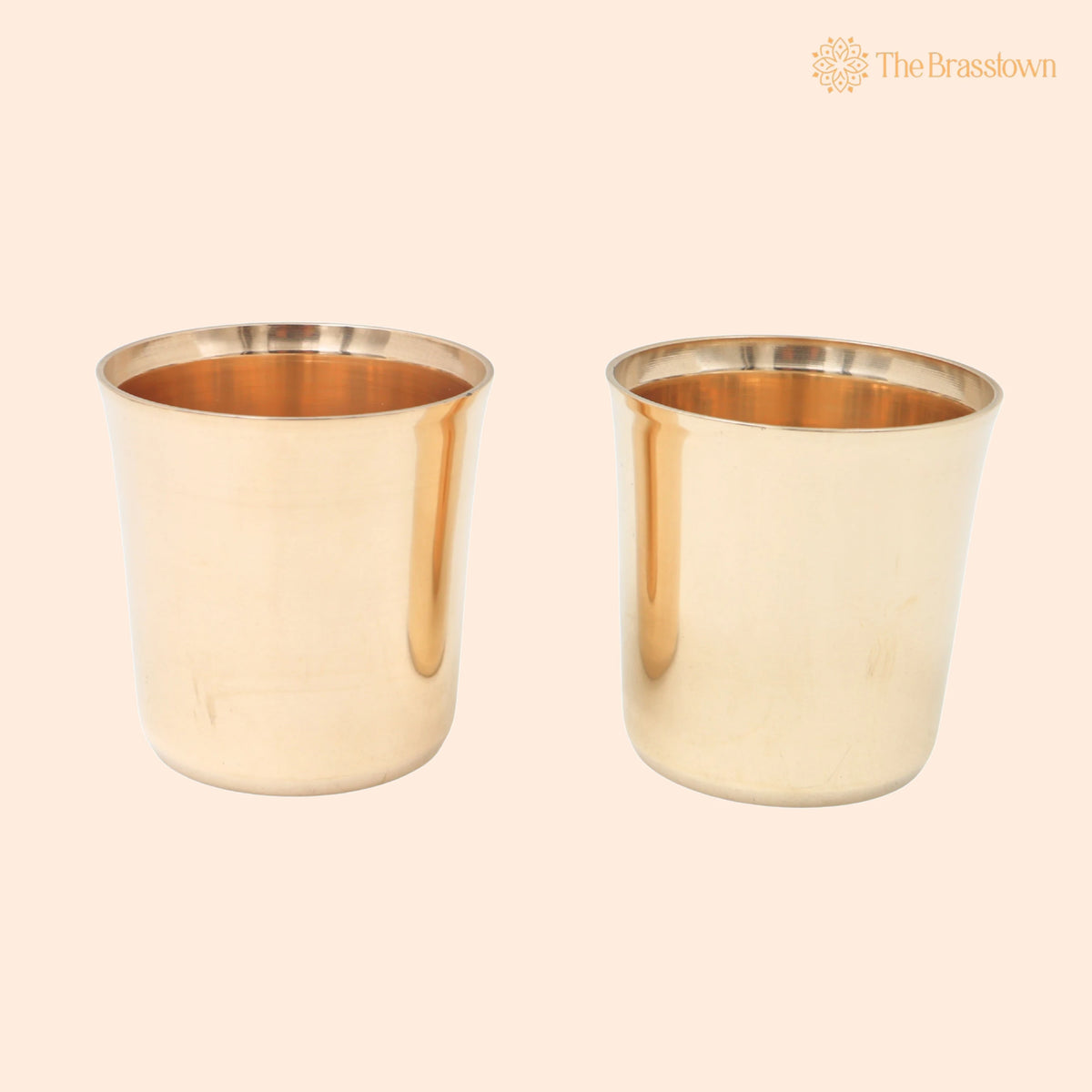 Bronze Glass Set of 2 – Traditional Indian Drinkware Pair for Pooja, Home Decor &amp; Gifting 3 Inch 1