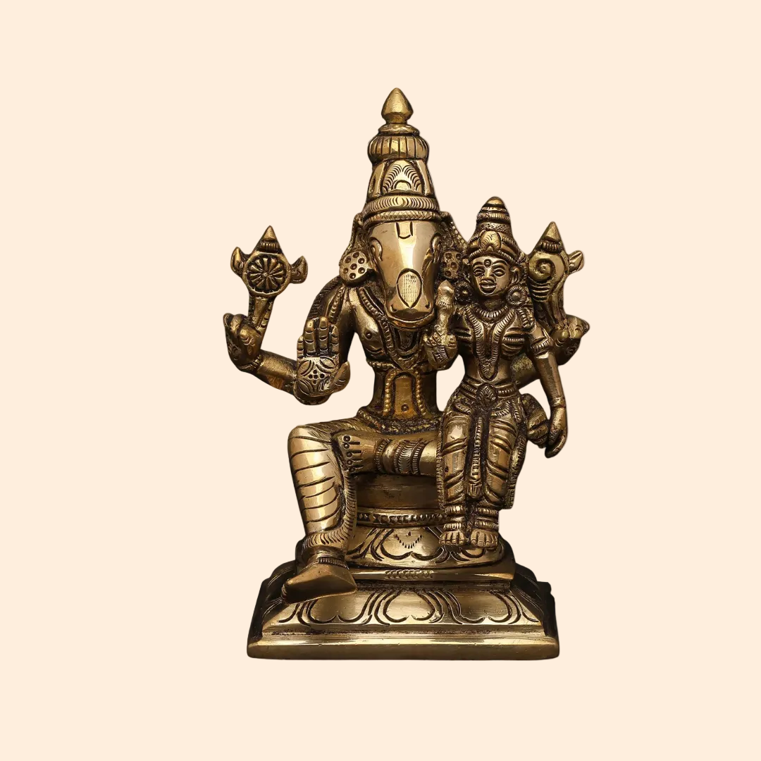 Handcrafted Brass Varaha Laxmi Idol 3.5 Inch front view – pure brass handcrafted India