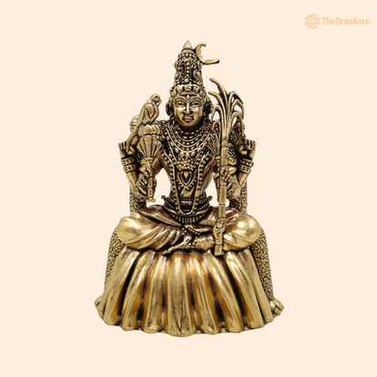 Brass RajaRajeshwari Murti 4 Inch front view – pure brass handcrafted India