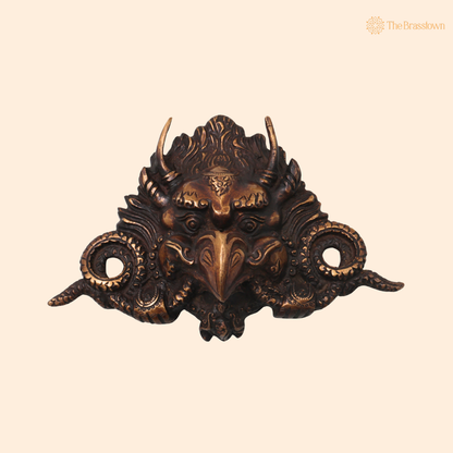 Brass Garuda Mask Wall Hanging – Handcrafted Vishnu Vahana Garuda Mask for Temple, Home Mandir, Spiritual Décor &amp; Gifting 4.5 Inch
