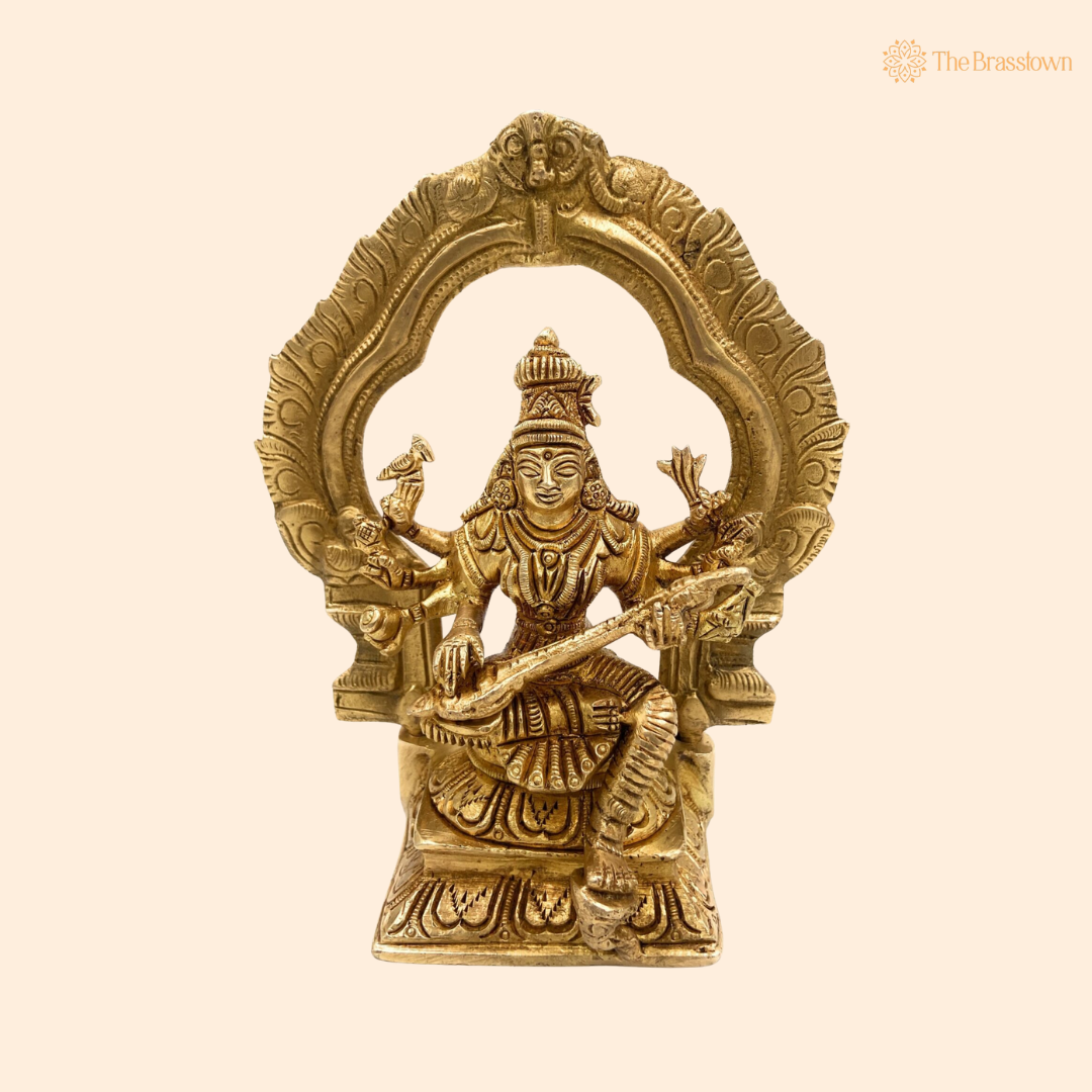 Brass Raj Matangi Devi Idol 6.5 Inch front view – pure brass handcrafted India