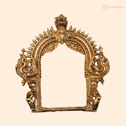 Brass Prabhavali Arch for Murti 12 Inch front view – pure brass handcrafted India