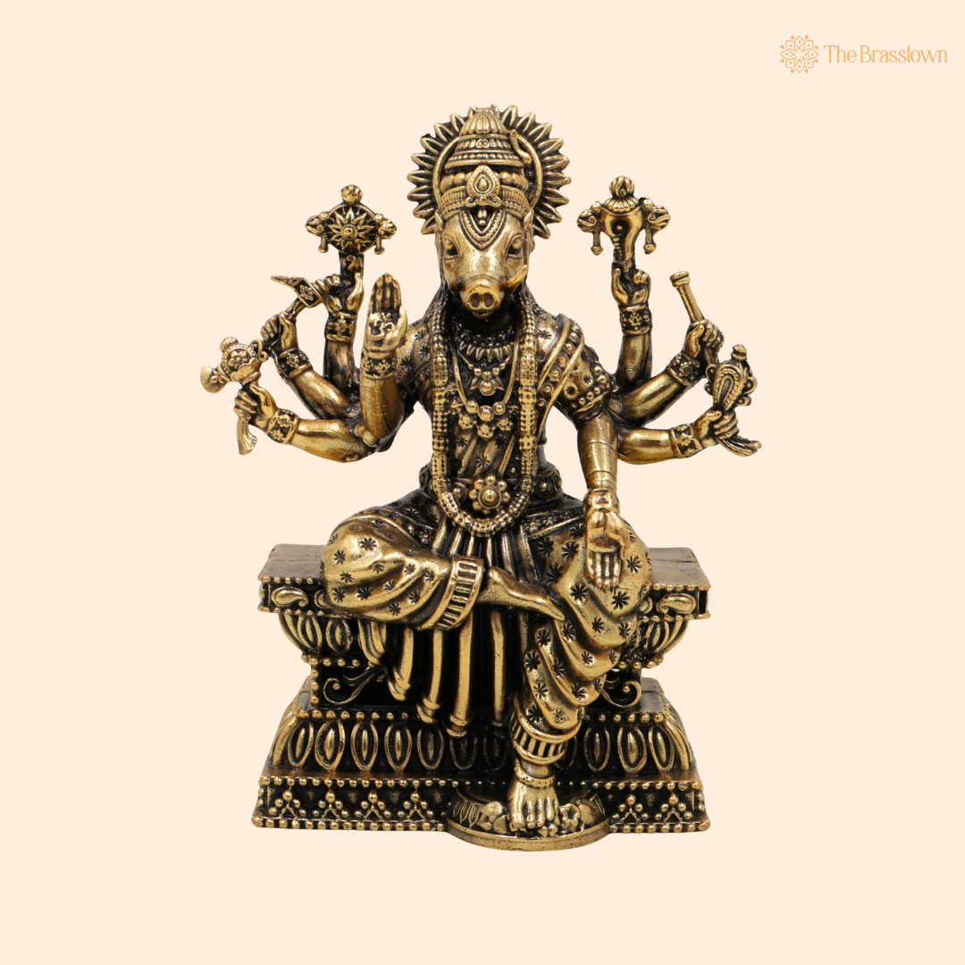Brass Varahi Amman Idol 4 Inch front view – pure brass handcrafted India