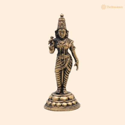 Brass Parvati Idol 3 Inch front view – pure brass handcrafted India