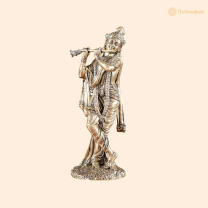 Brass Krishna Idol 5 Inch front view – pure brass handcrafted India
