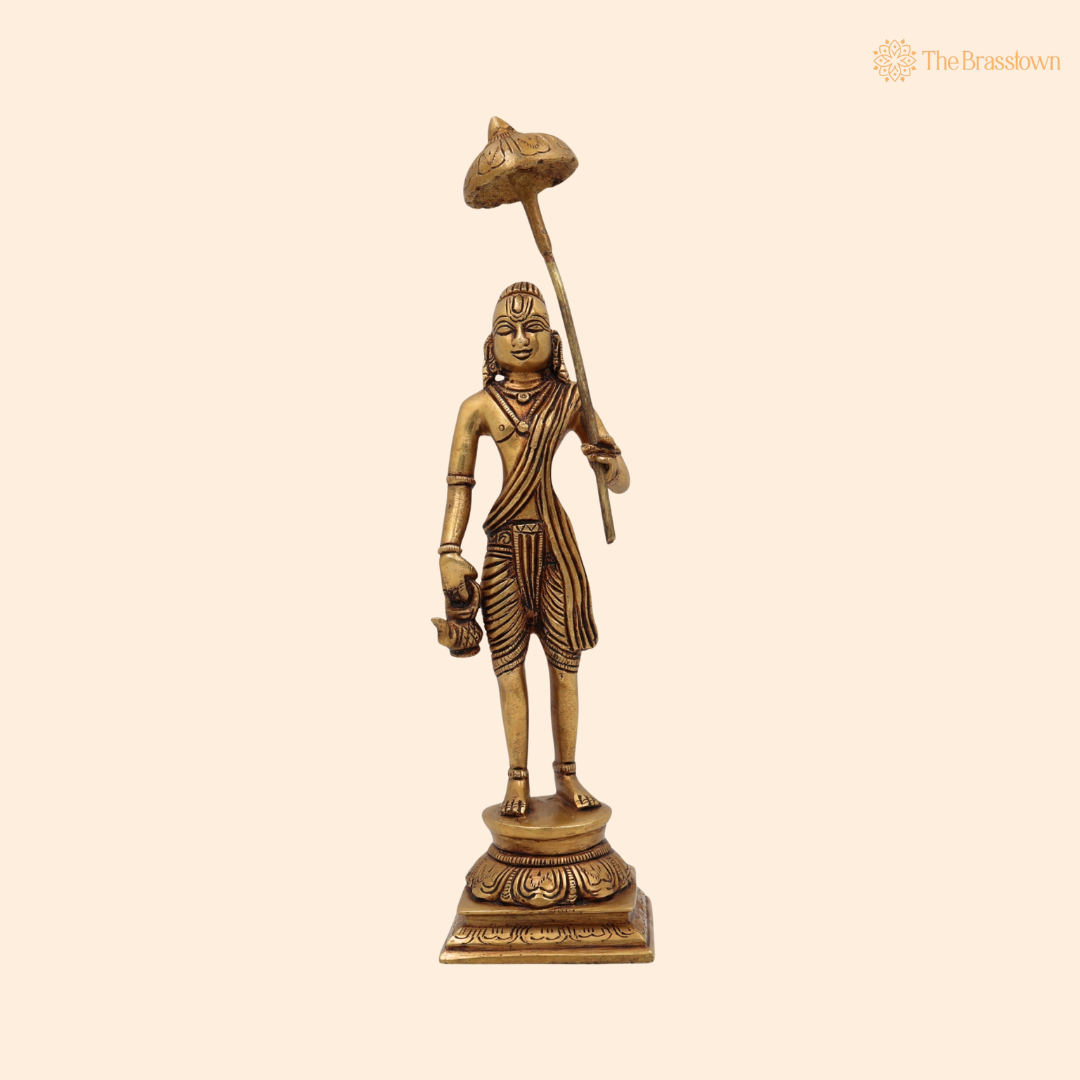 Handcrafted Brass Vamana Idol 11 Inch front view – pure brass handcrafted India