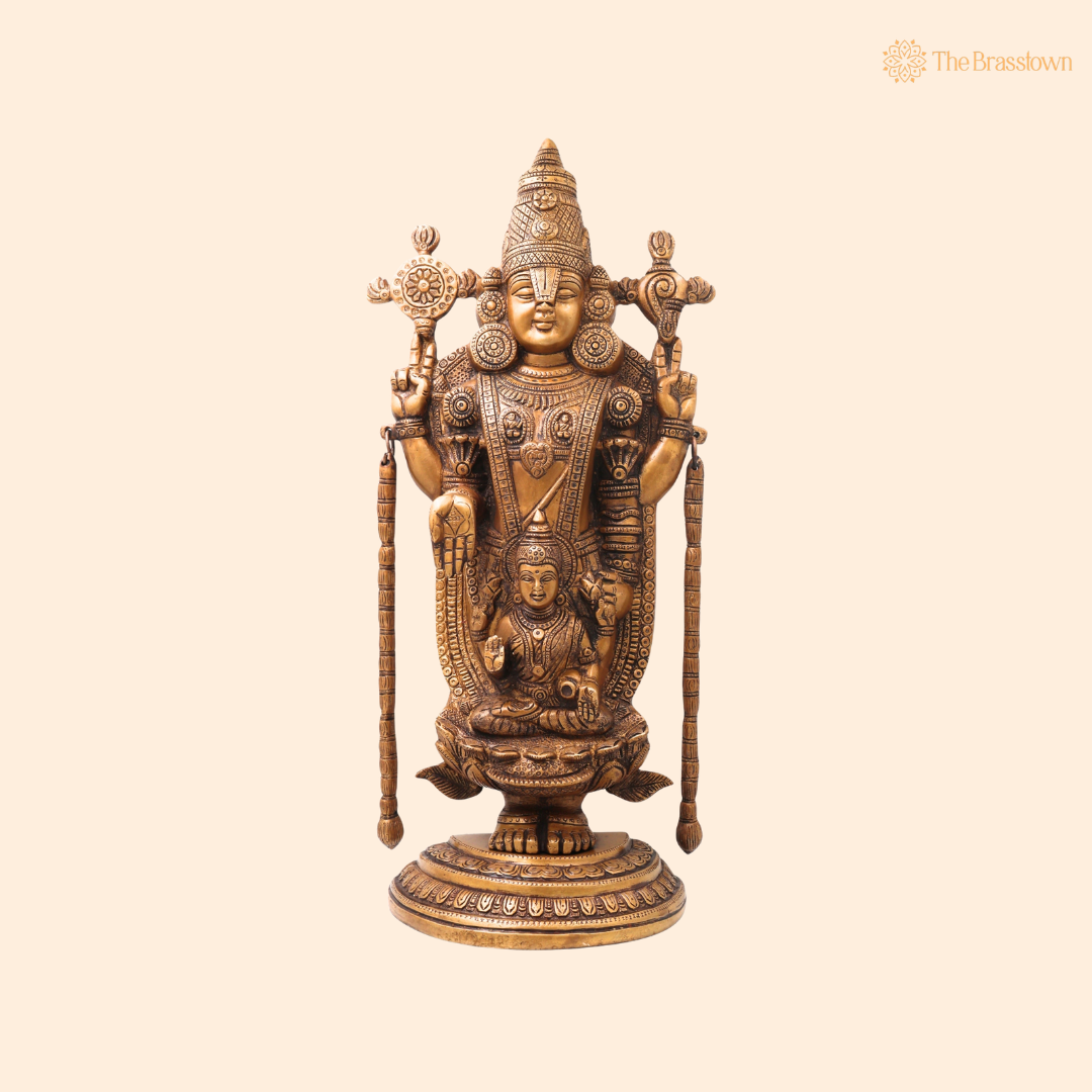 Brass Venkateswara Balaji Srinivasa Govinda Tirupati Idol – Tirupati Balaji Statue for Puja &amp; Home Mandir 20 Inch