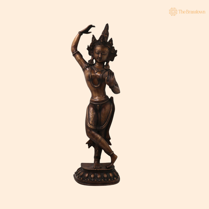 Brass Standing Tara Devi Idol – Handcrafted Traditional Chola Style Tara Maa Murti for Pooja, Home Mandir, Spiritual Décor &amp; Gifting 20.5 Inch