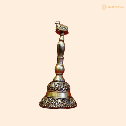 Brass Nandi Ghanti 5 Inch front view – pure brass handcrafted India