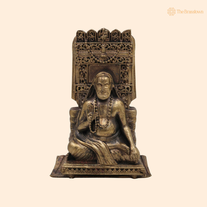 Brass Raghavendra Swamy Idol 3 Inch front view – pure brass handcrafted India