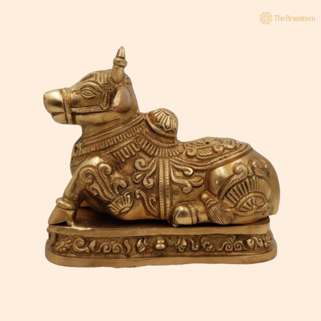 Handcrafted Brass Nandi Statue  6.5 Inch