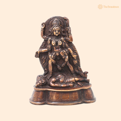 Brass Mahakali Idol Murti – Traditional Chola Style Kali Mata Statue for Pooja, Home Mandir, Spiritual Décor &amp; Gifting 7 Inch