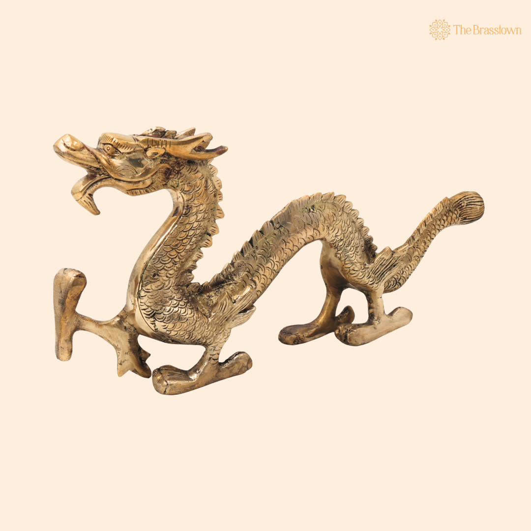 Brass Exquisite Dragon Naga Decorative Statue – Decorative Dragon Showpiece for Home, Office &amp; Table Décor 6 Inch