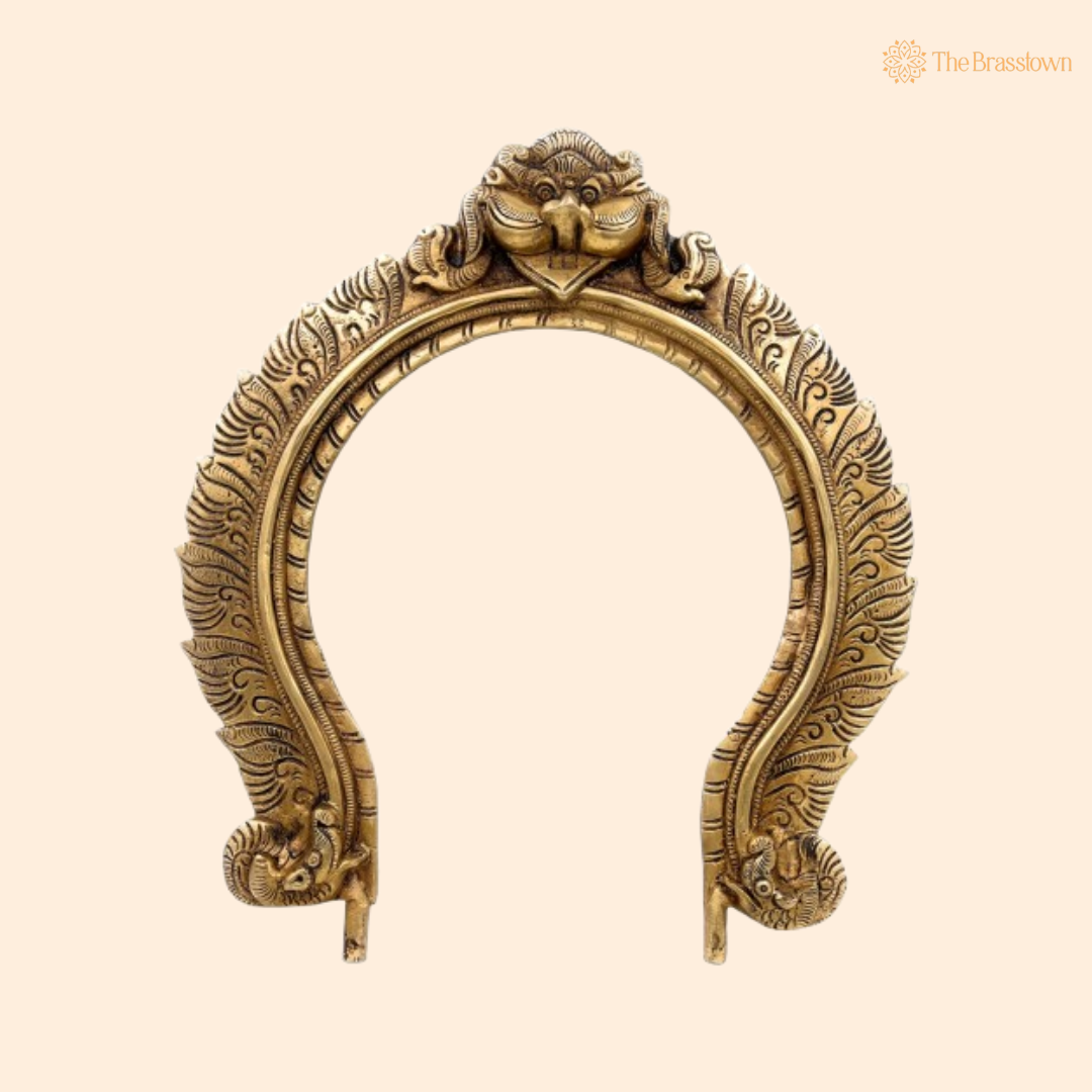 Antique Brass Temple Arch with Intricate Detailing 13 Inch