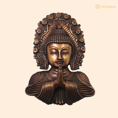 Brass Shakyamuni Buddha Face Wall Decor – A Symbol of Serenity and Enlightenment 8.5 Inch