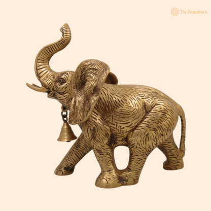 Brass Huge Elephant Idol 11 Inch front view – pure brass handcrafted India