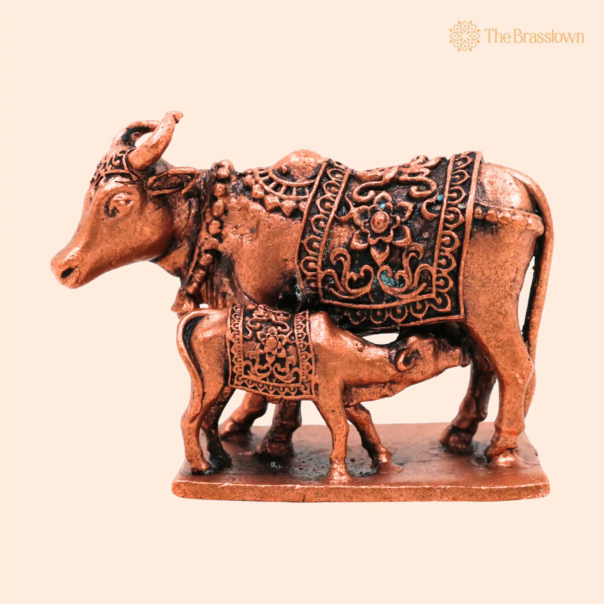 Copper Kamdhenu Cow Idol – Handcrafted Kamadhenu Murti for Pooja, Vastu, Home Decor &amp; Spiritual Gifting 1 Inch 1