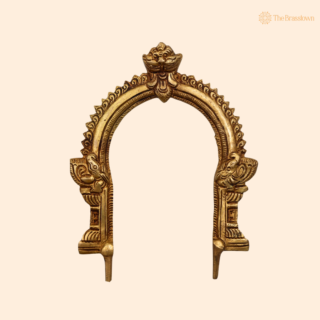 Brass Prabhavali Arch Frame 6.5 Inch front view – pure brass handcrafted India