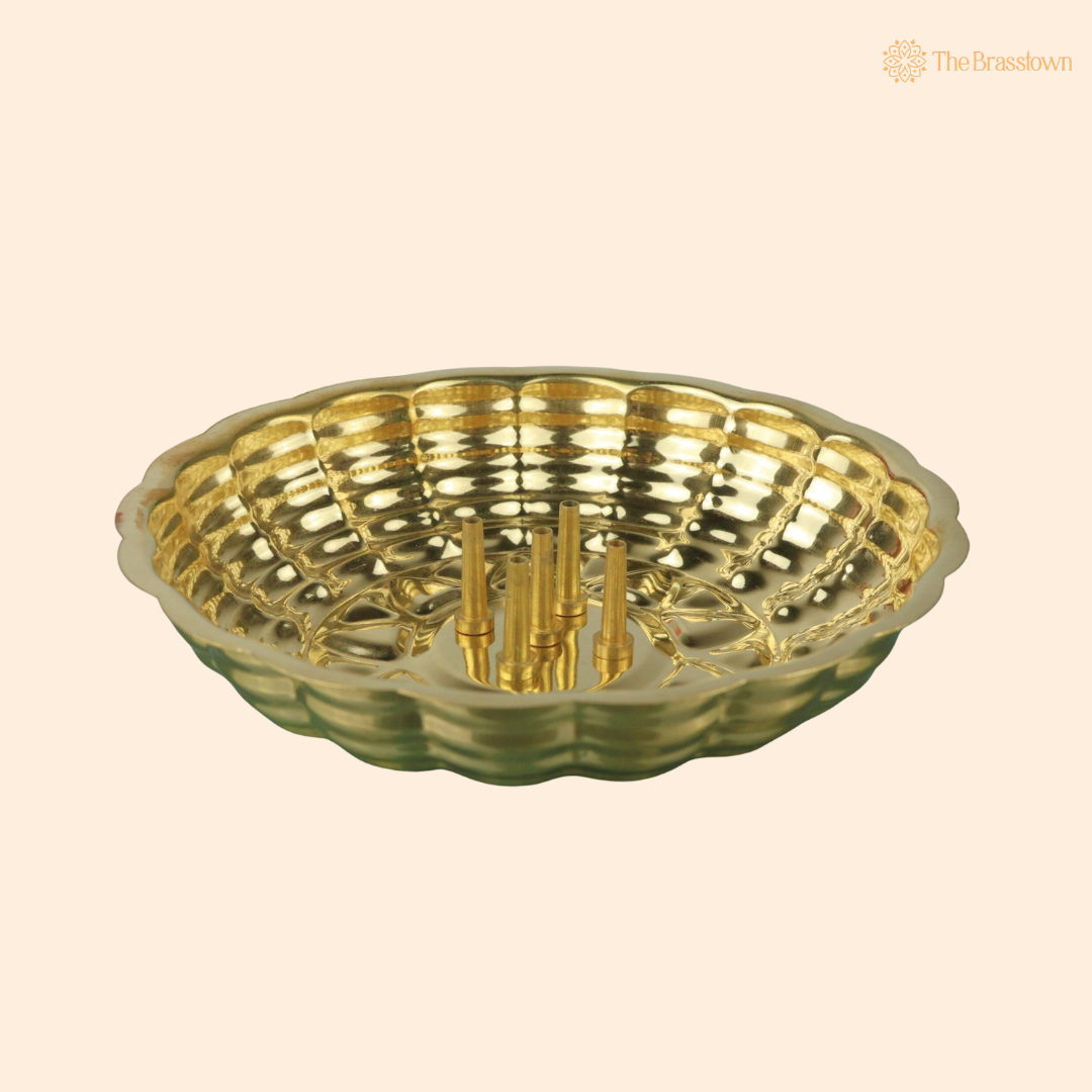 Handcrafted Brass Agarbatti Holder Plate – Brass Peetal Incense Stick &amp; Dhoopbatti Stand for Pooja Room, Temple &amp; Home Décor 1 Inch